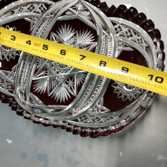 Vtg bohemian crystal oblong dish - Picture 9 of 13